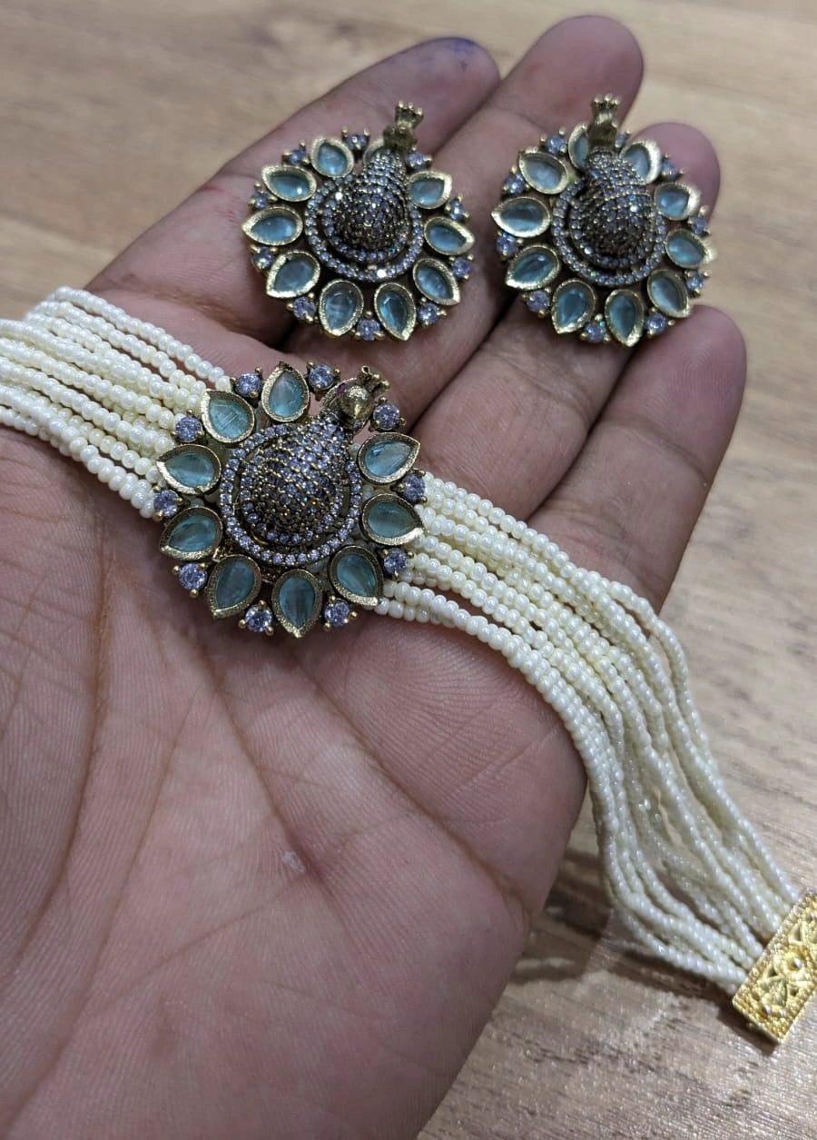 3D Peacock choker set