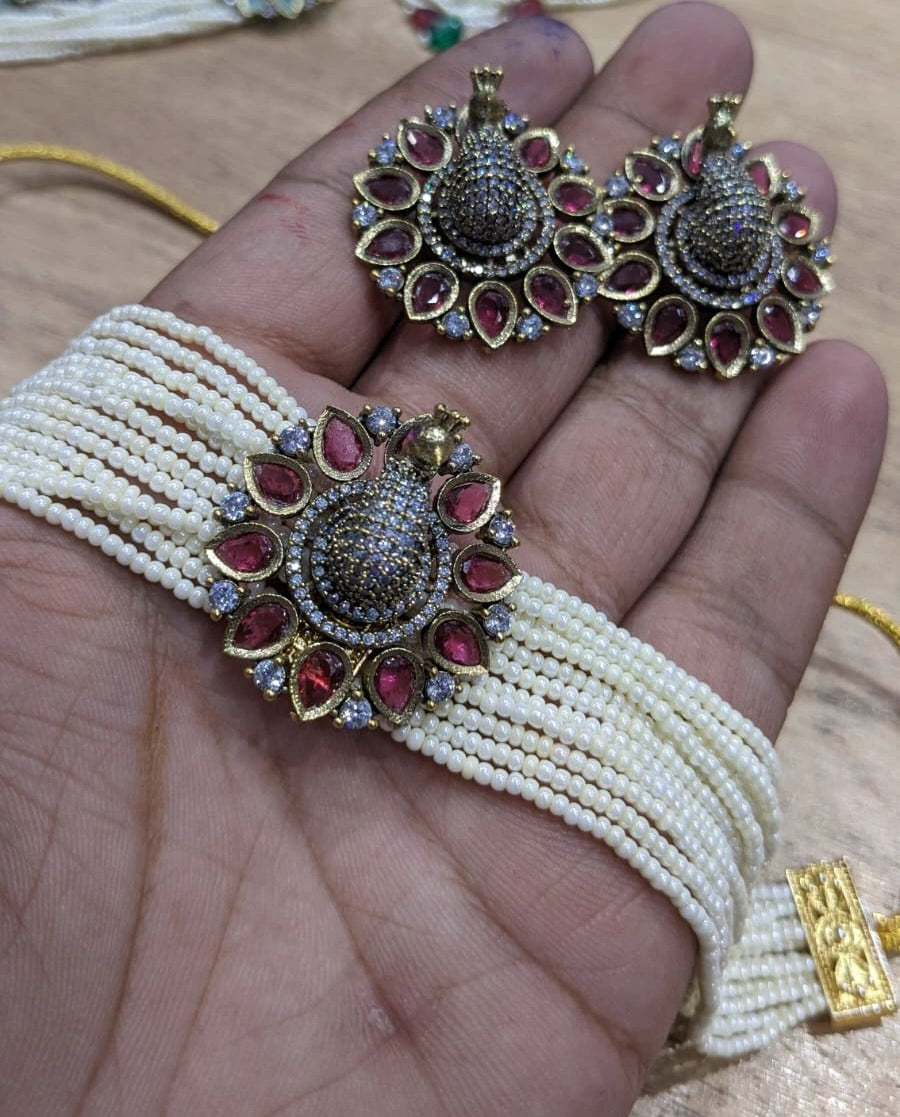 3D Peacock choker set