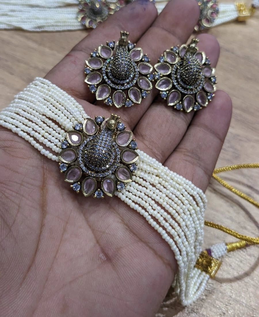 3D Peacock choker set
