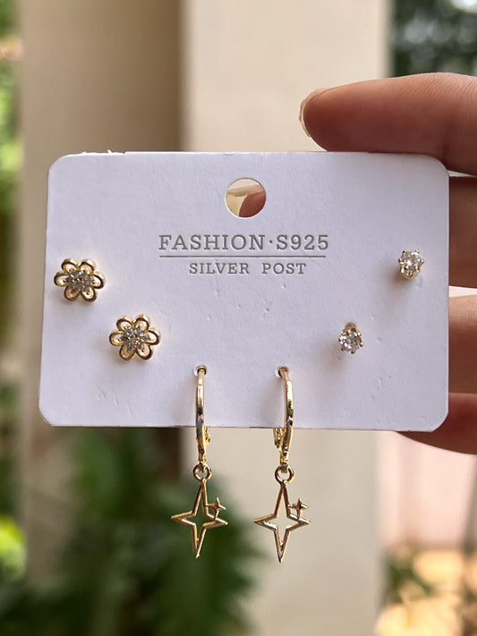 Anti tarnish earrings combo set of 3