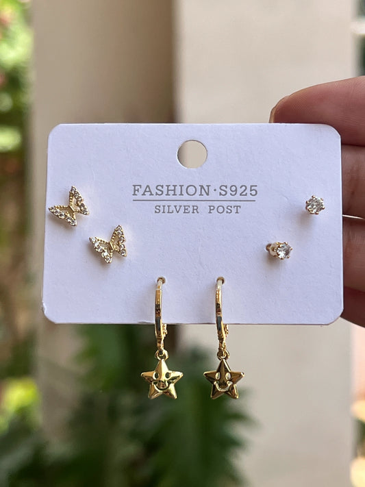 Anti tarnish studs combo set of 3