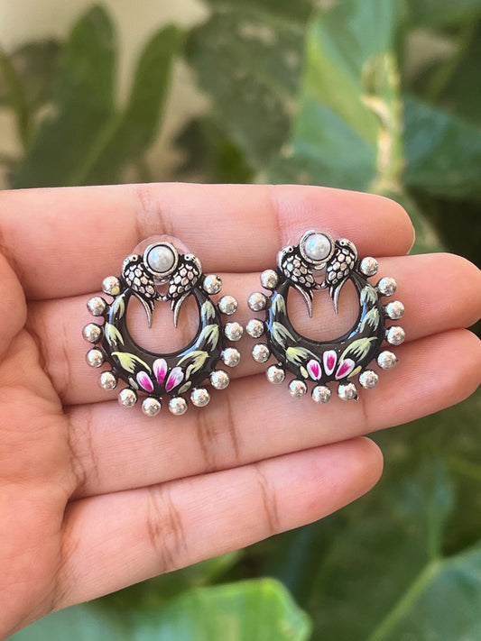 Black enamel earrings