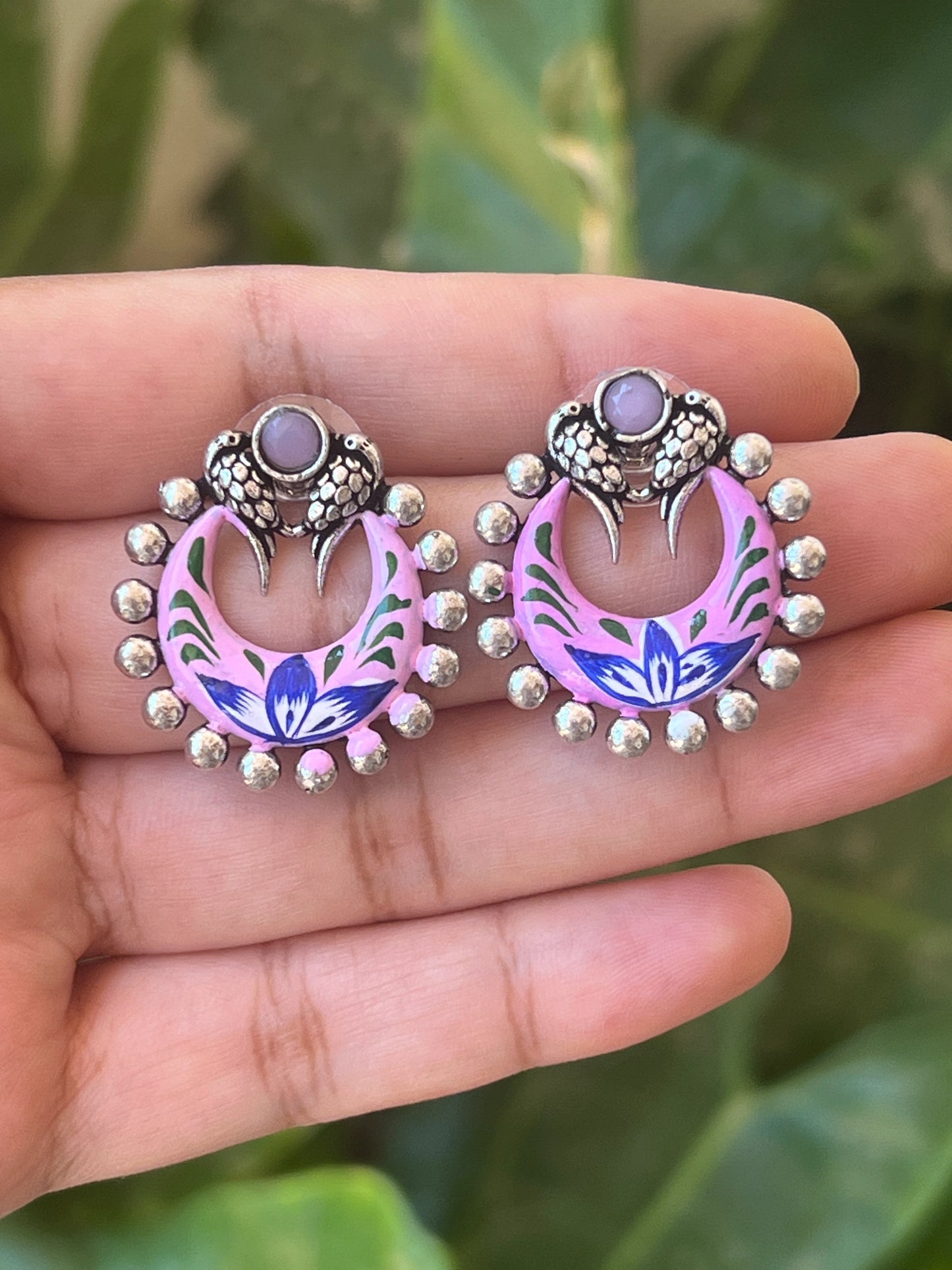 pink handpainted eearrings
