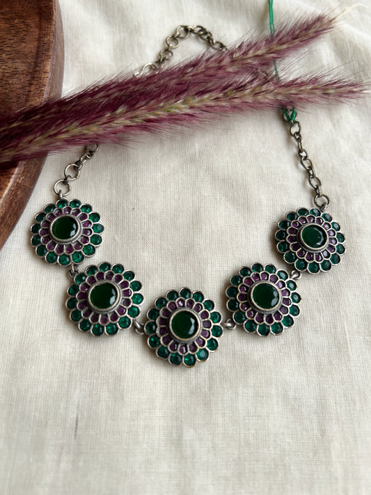 Oxidised stone necklace