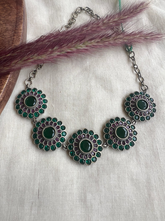 Oxidised stone necklace