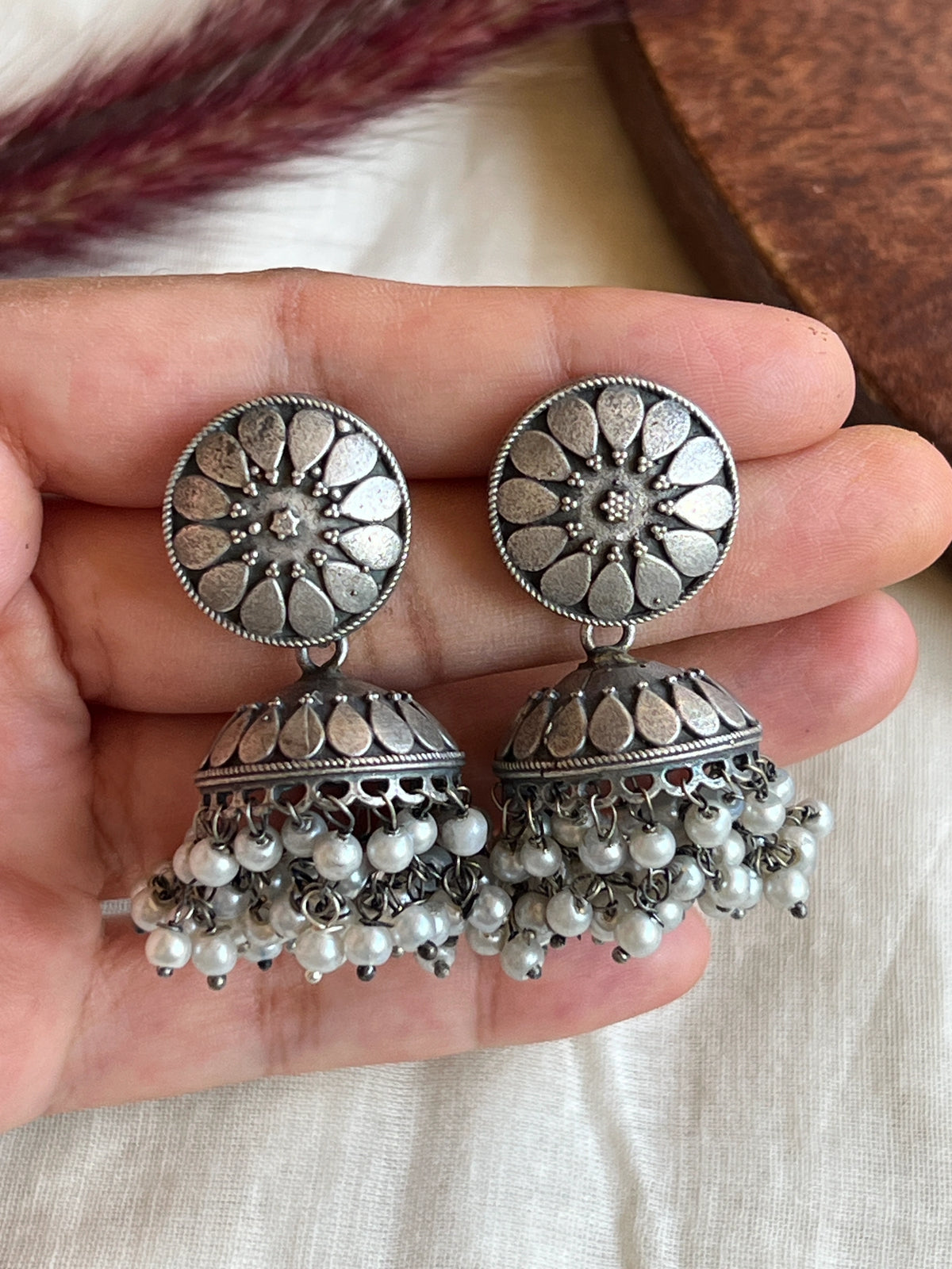 Oxidised jhumkas
