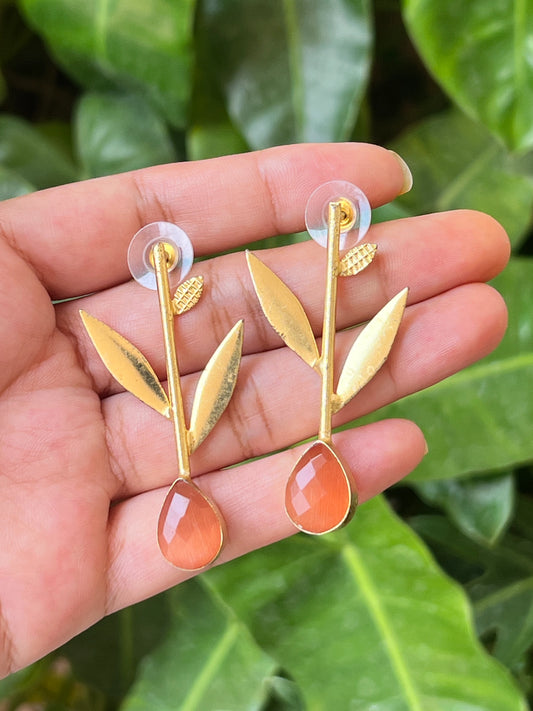 Leaf stone earrings