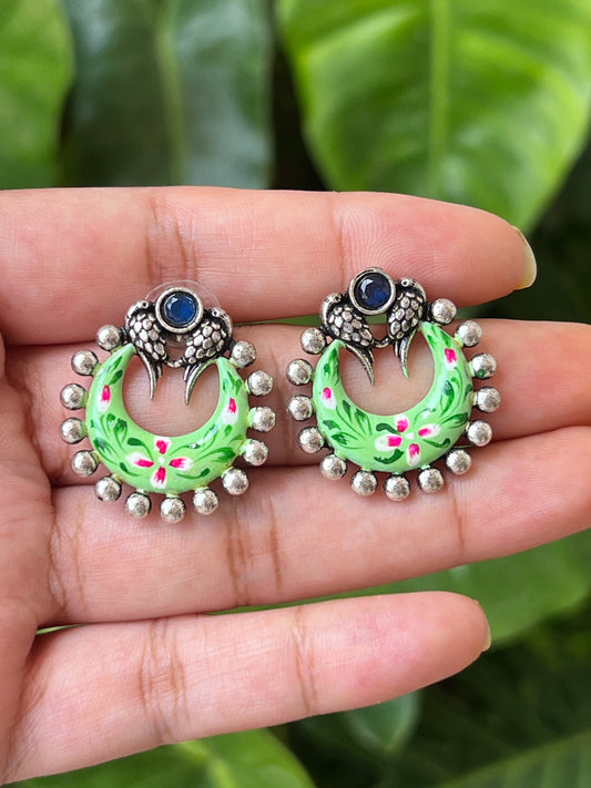 Oxidised handpainted earrings