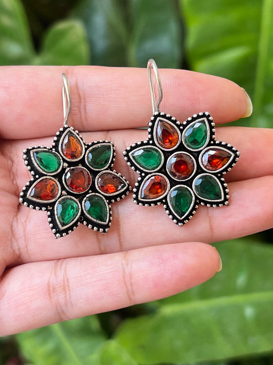 Multi stone flower earrings