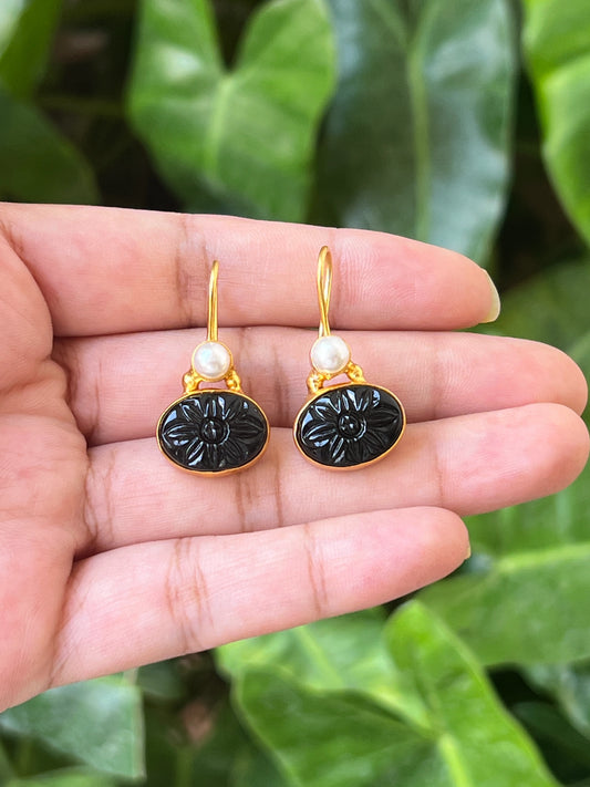 Black stone earrings