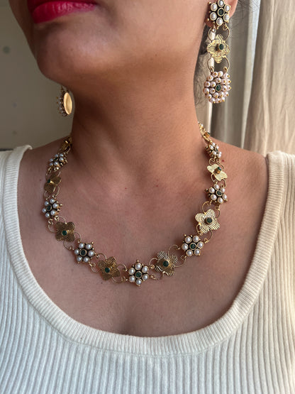 Single layer necklace set Green