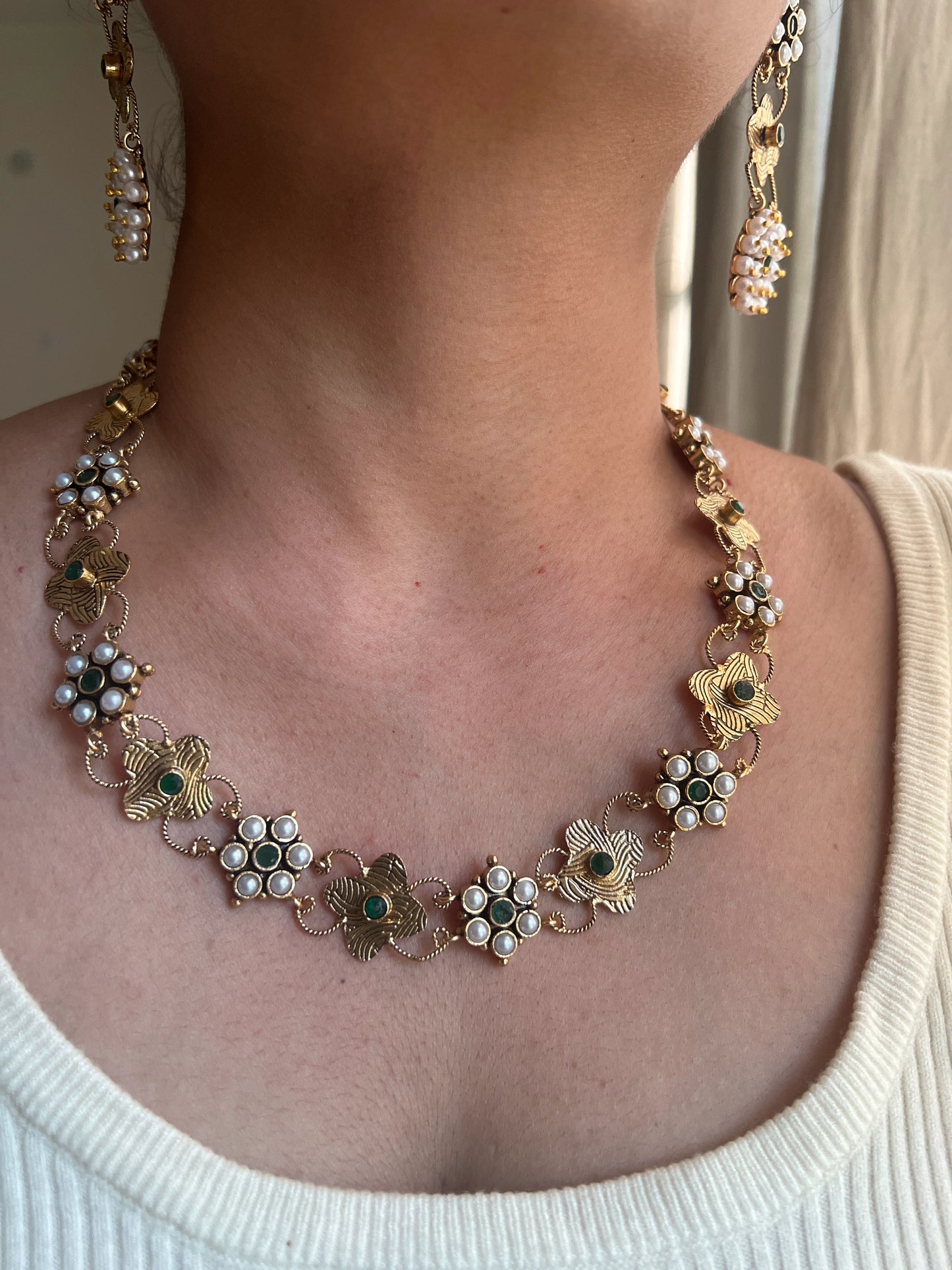 Single layer necklace set Green