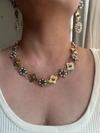 Single layer necklace set Red