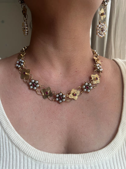 Single layer necklace set Red