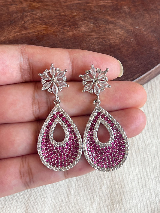 Dark pink stone earrings