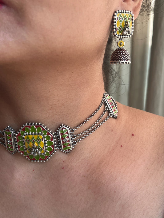 Oxidised necklace set
