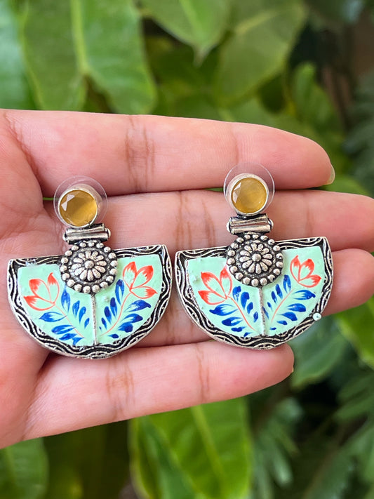 Oxidised handpainted earrings
