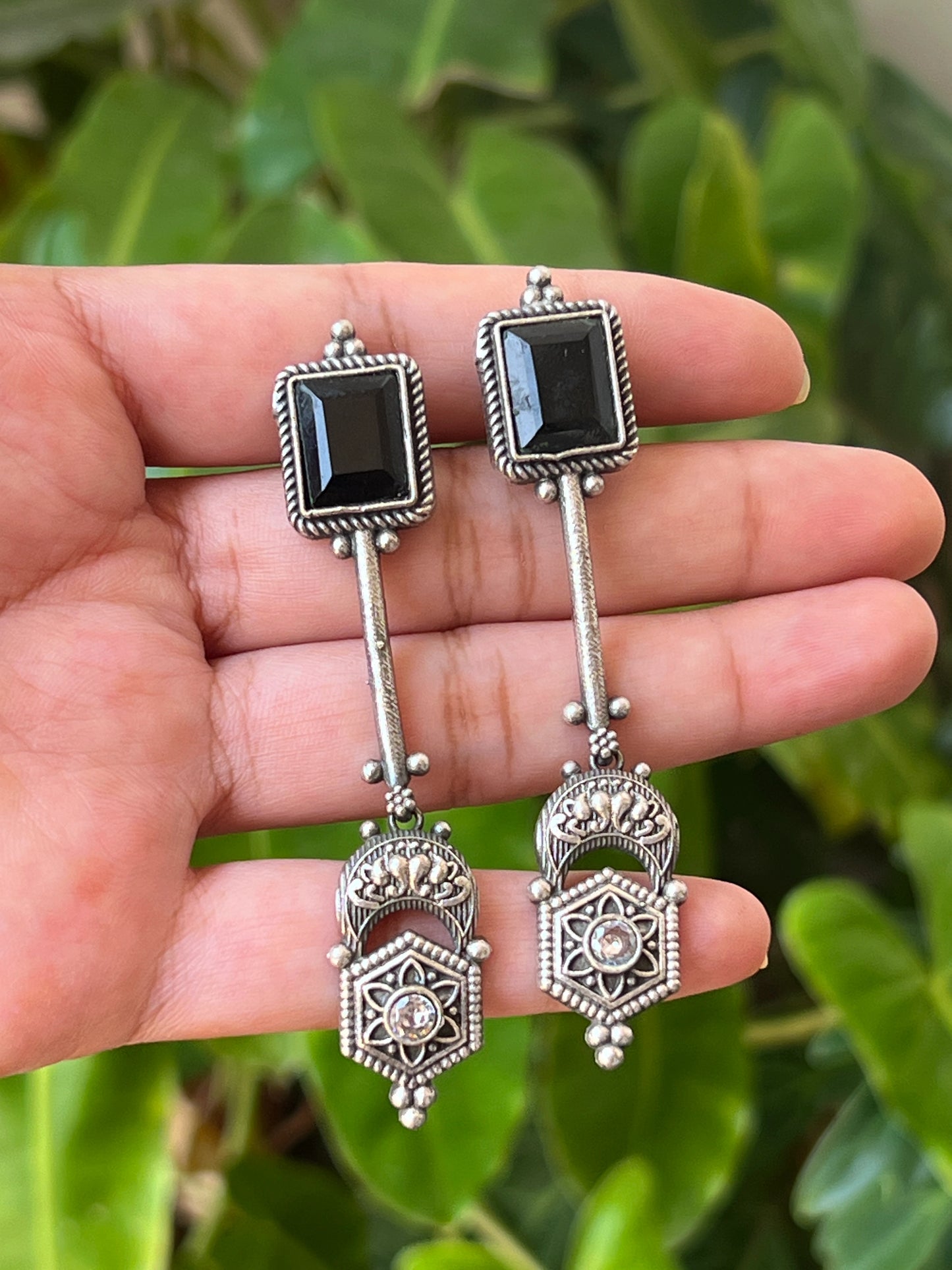 Oxidised black earrings