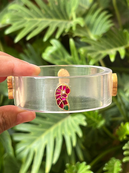 Transparent Resin bangles with kundhan motifs
