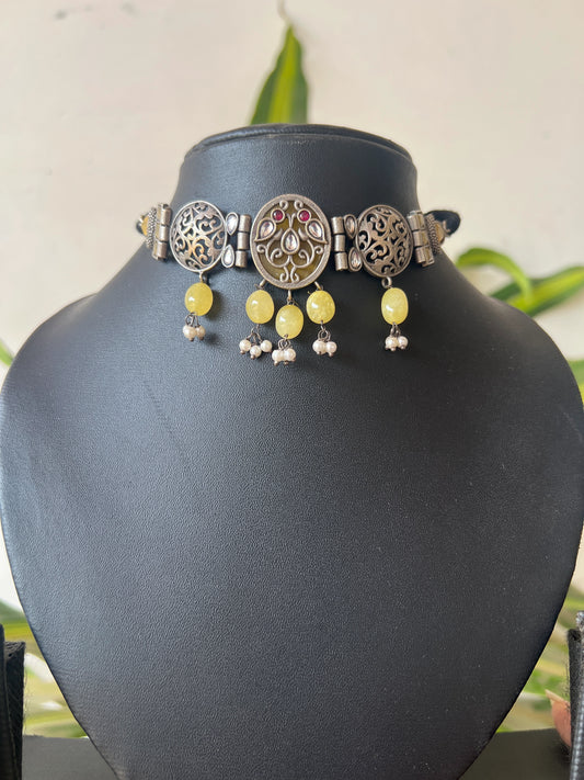 Oxidised choker set