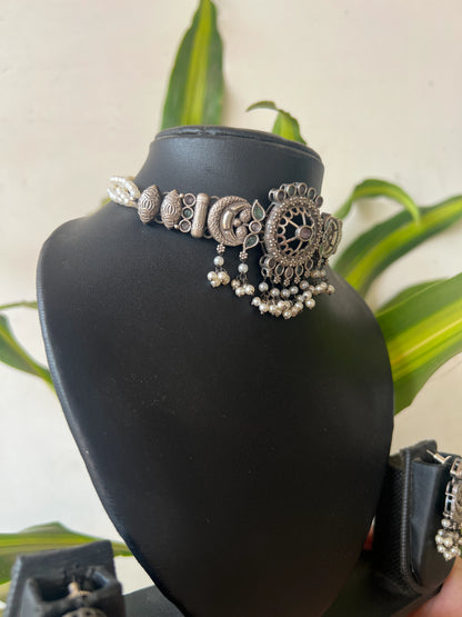 Oxidised choker set