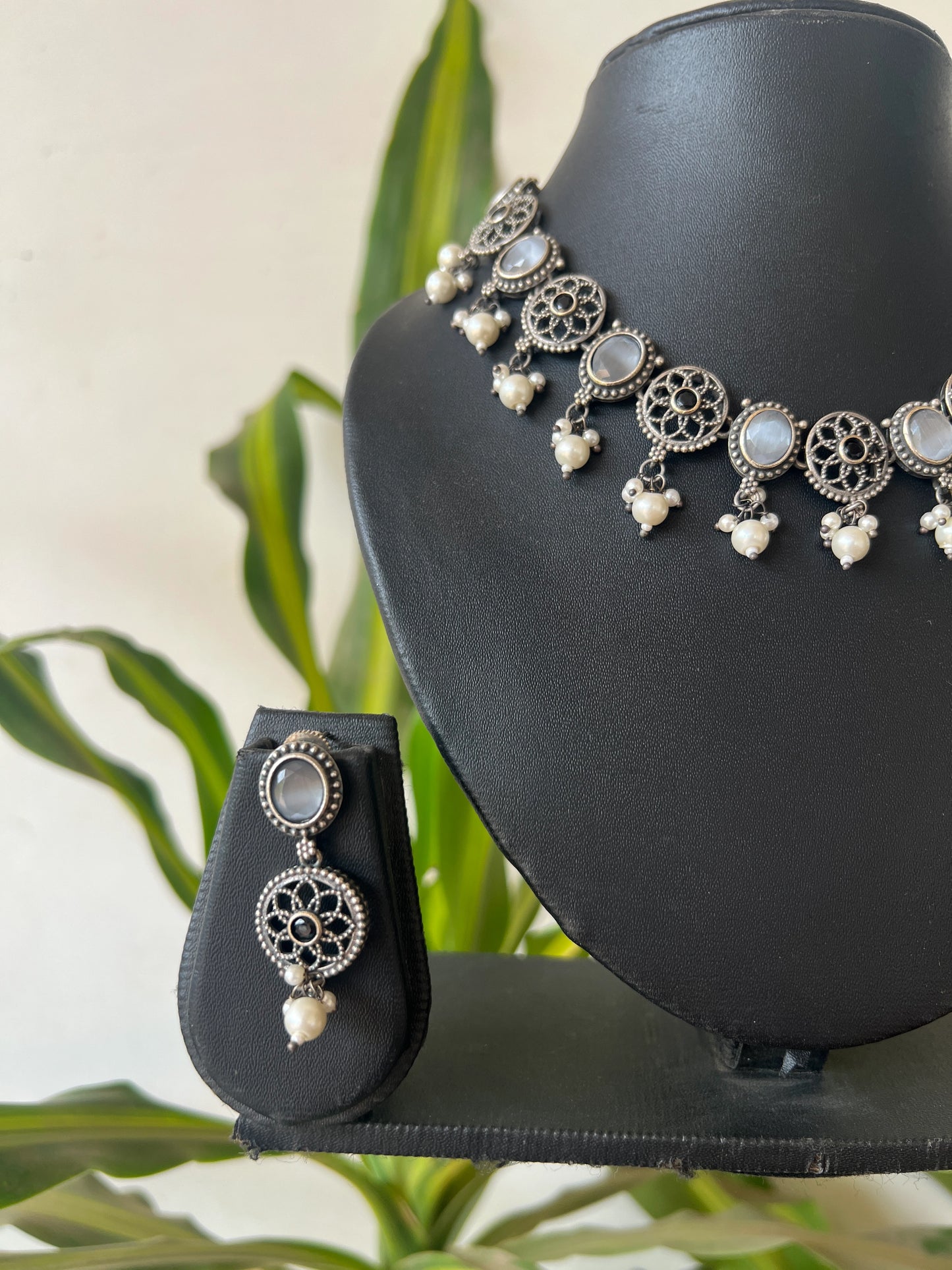 Oxidised necklace set