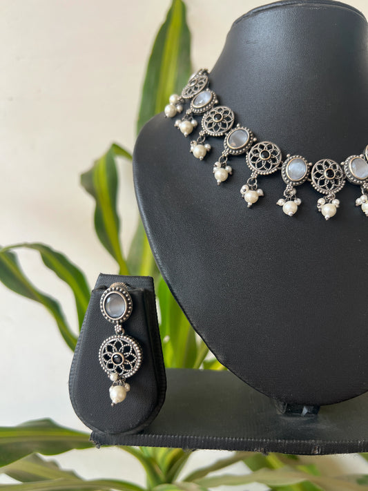 Oxidised necklace set