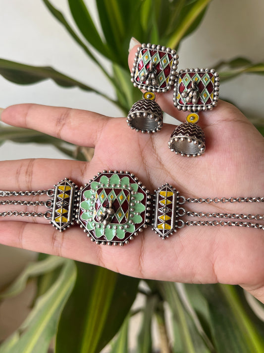 Oxidised necklace set