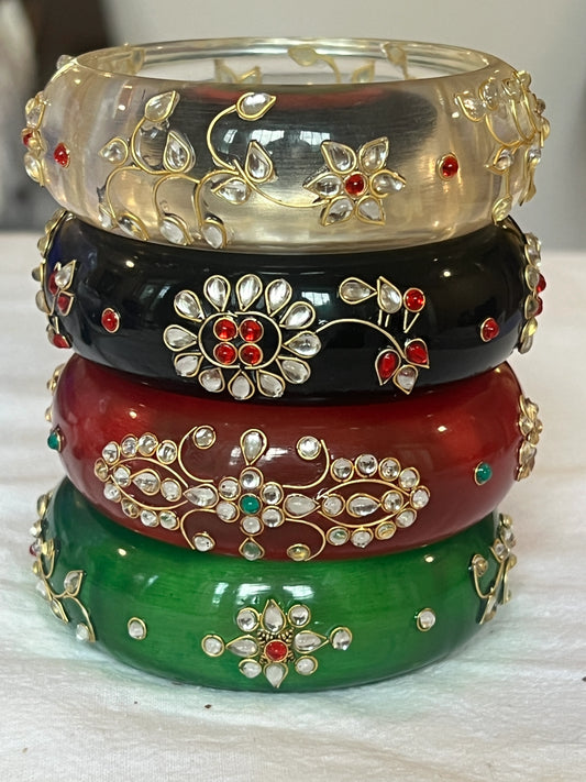 Stack of 4 resin kundhan bangles