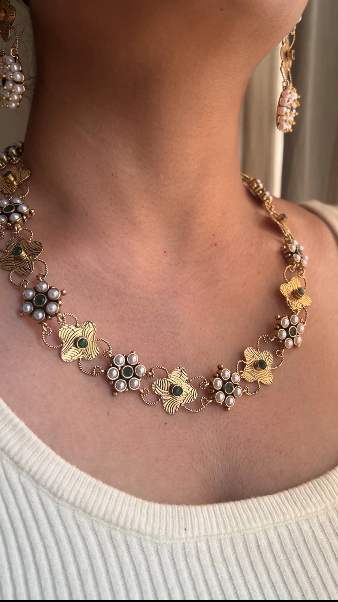Single layer necklace set Green
