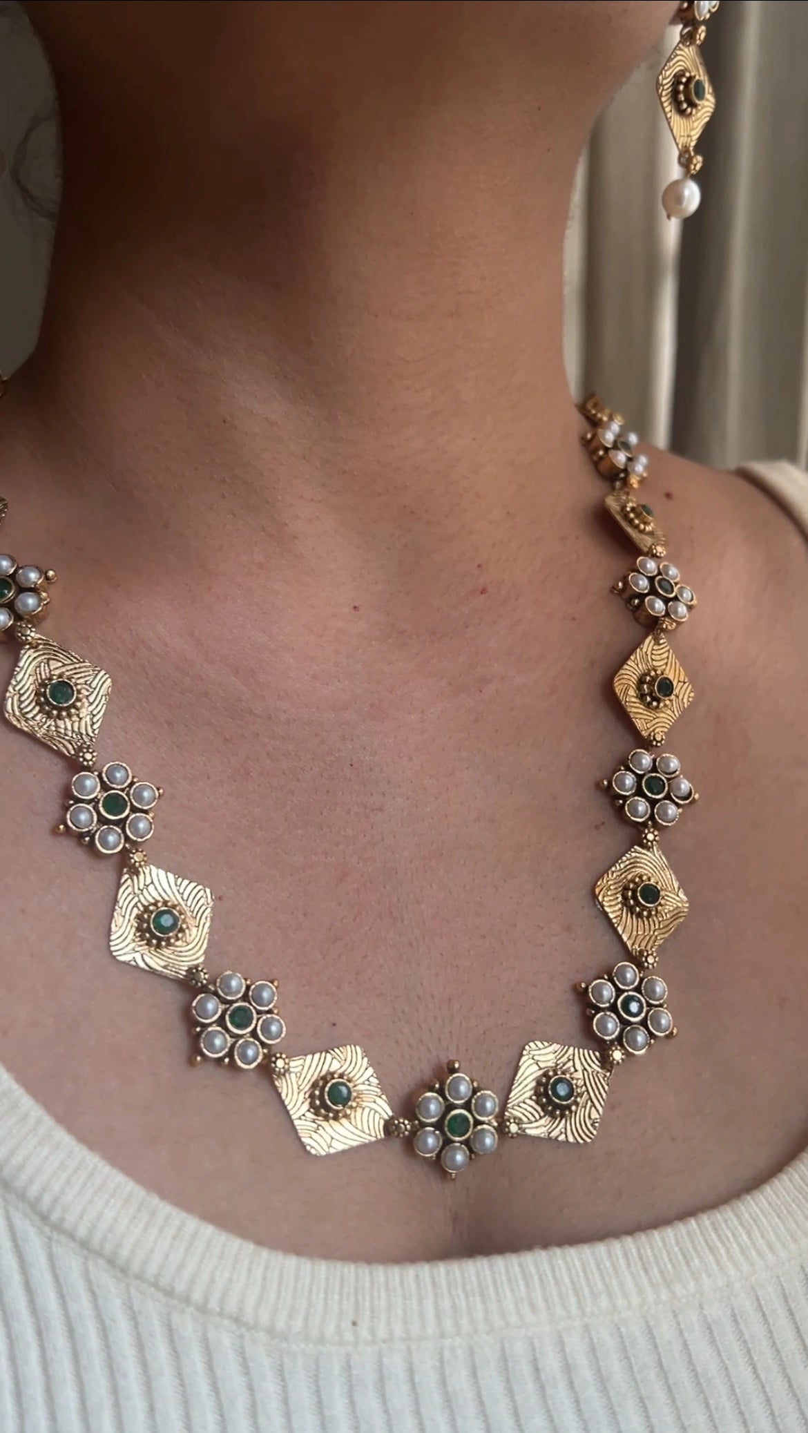 Single layer necklace set Green