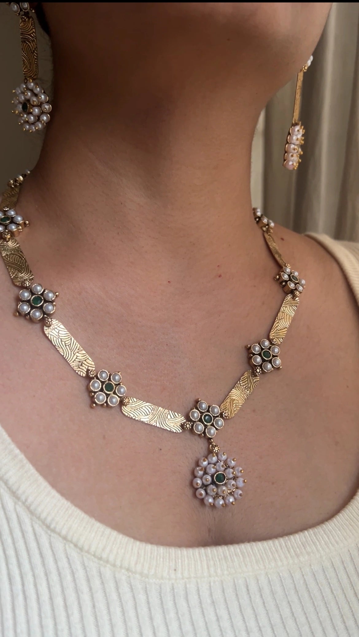Single layer necklace set Green
