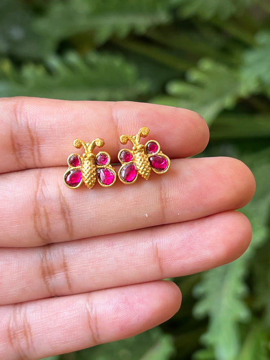 butterfly studs (red)