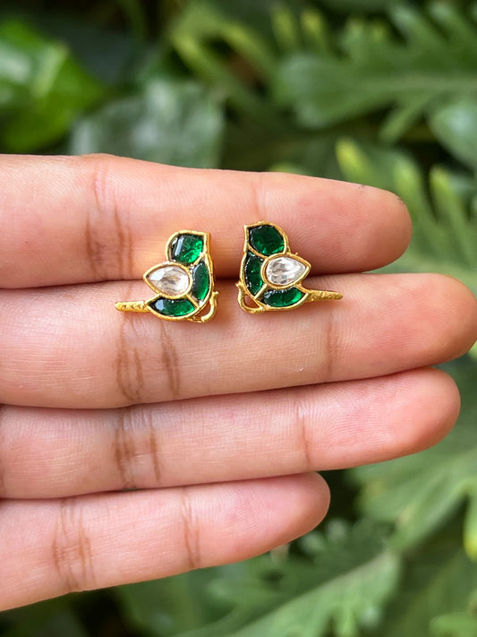 bird studs (white,green)