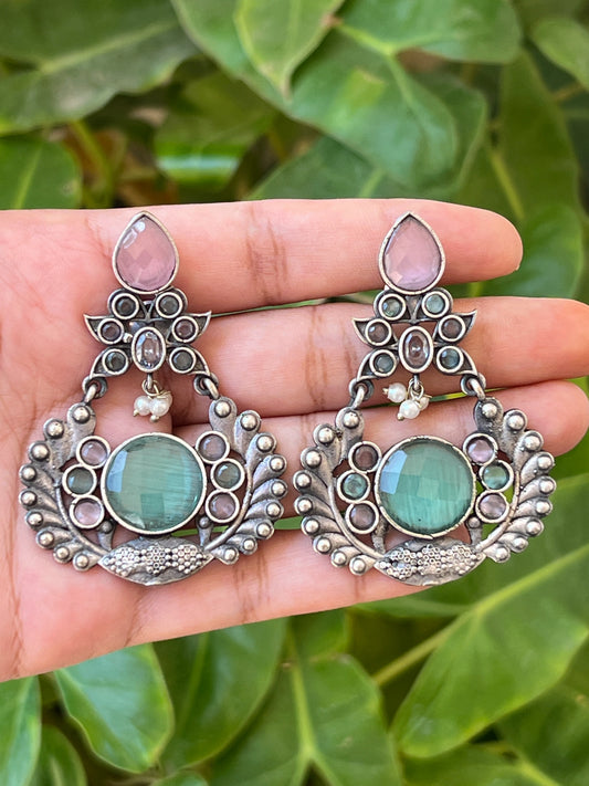 Pink and mint chandbalis