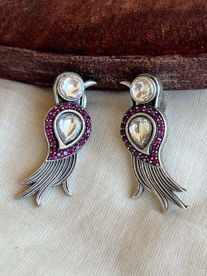 Parrot kundhan studs