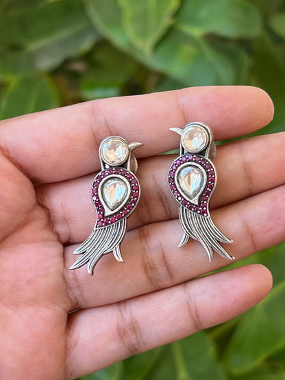 Parrot kundhan studs
