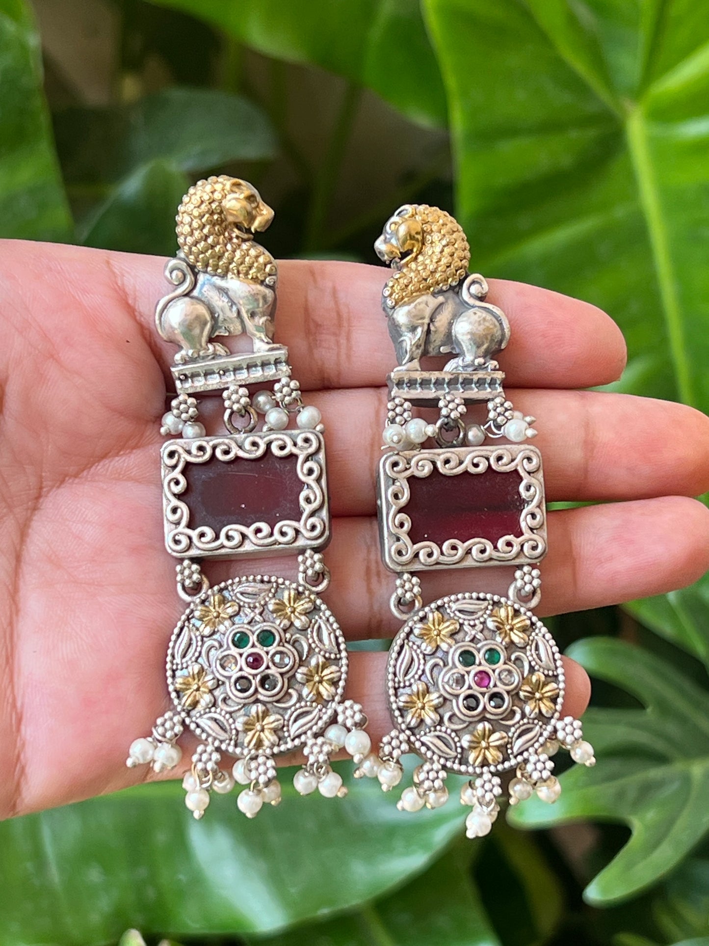 Dual tone fusion statement earrings