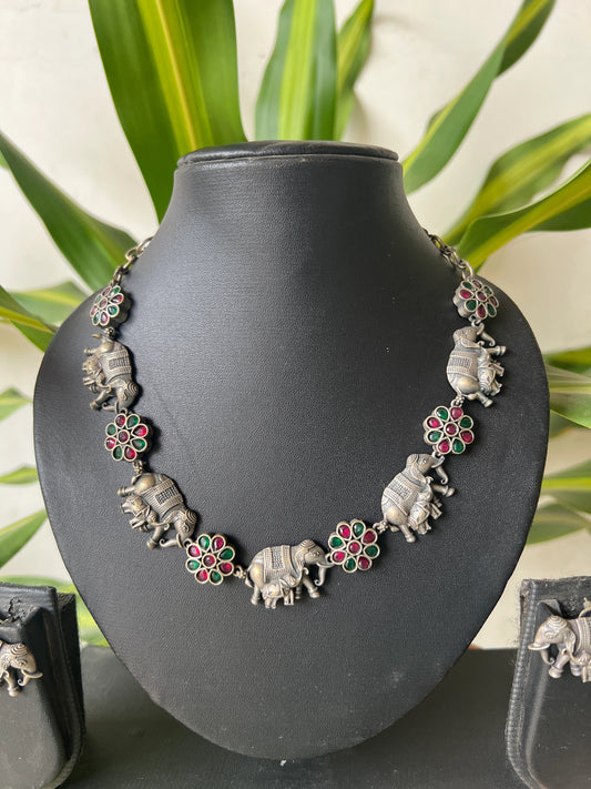 Oxidised necklace set