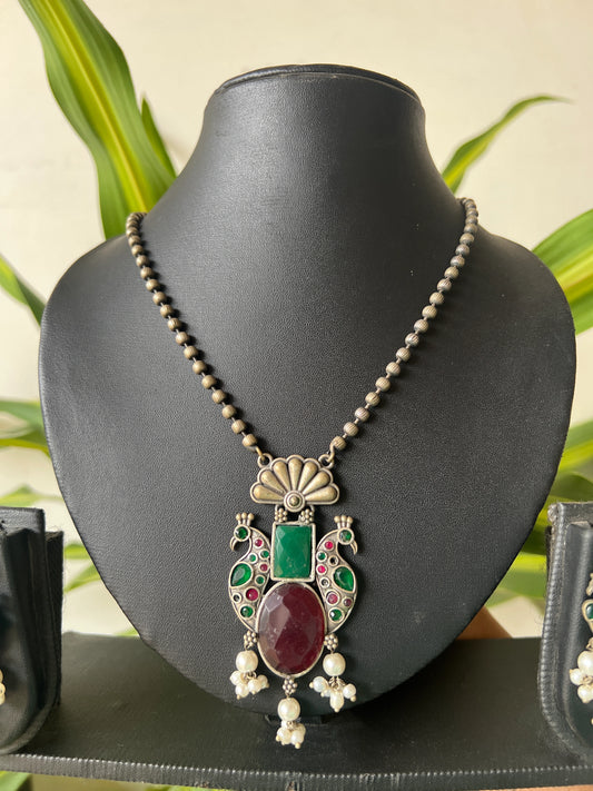 Oxidised necklace set