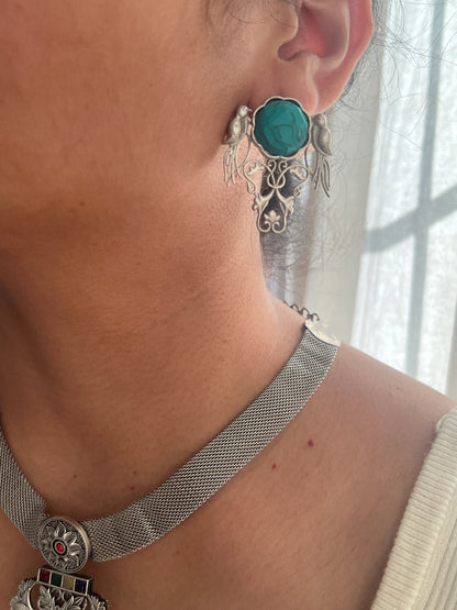 Oxidised fusion necklace set