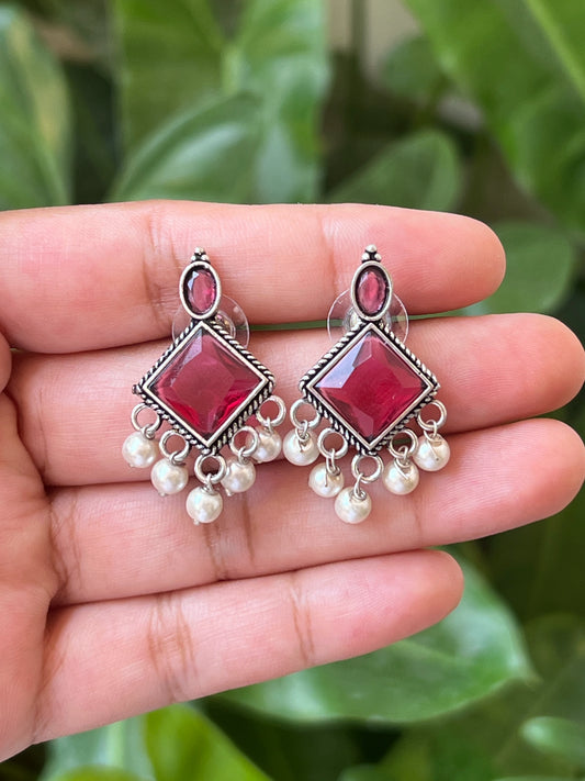 Red stone earrings