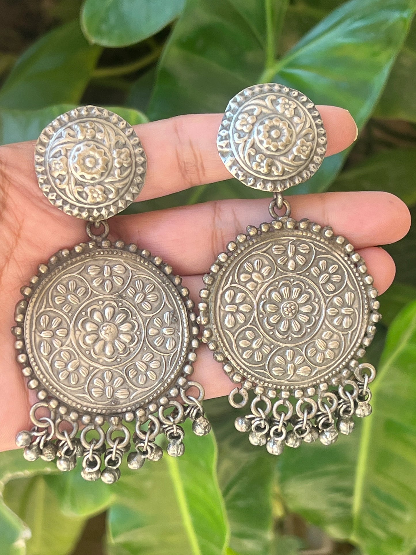 Oxidised statement earrings