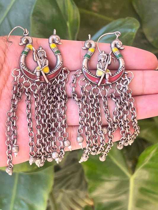 Oxidised enamel statement earrings