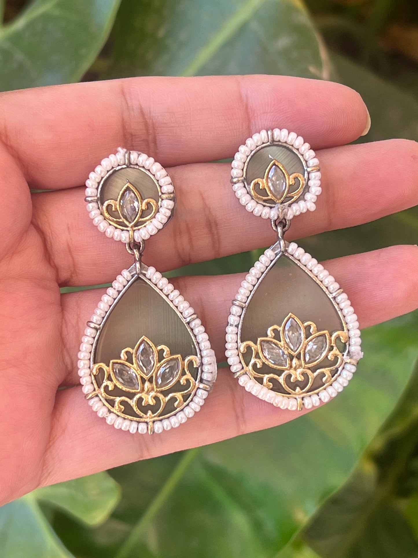 Green stone earrings