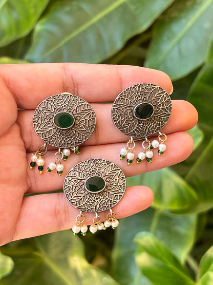 Kundhan earrings and ring set