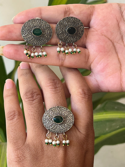 Kundhan earrings and ring set