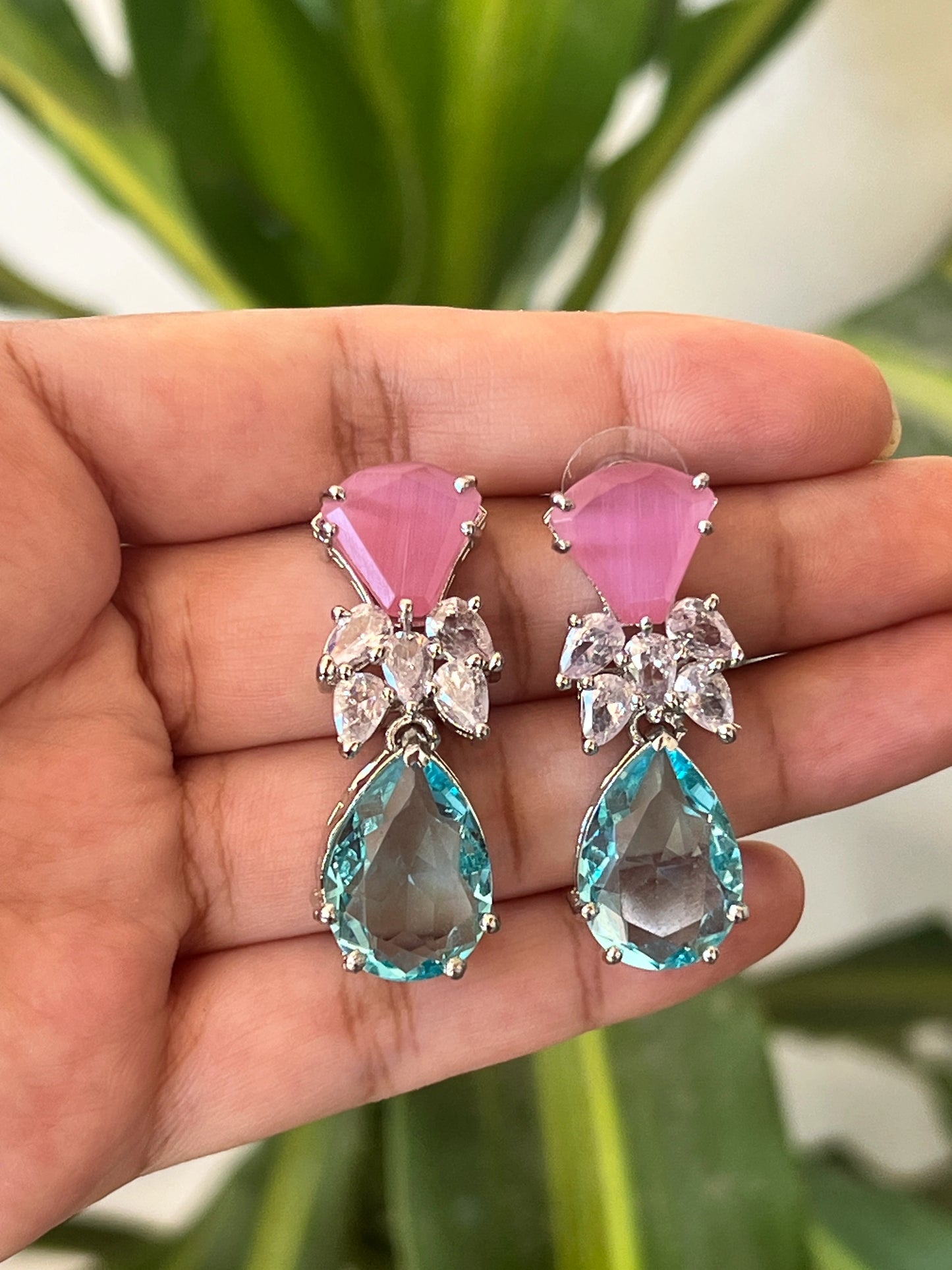 pink and blue earrings