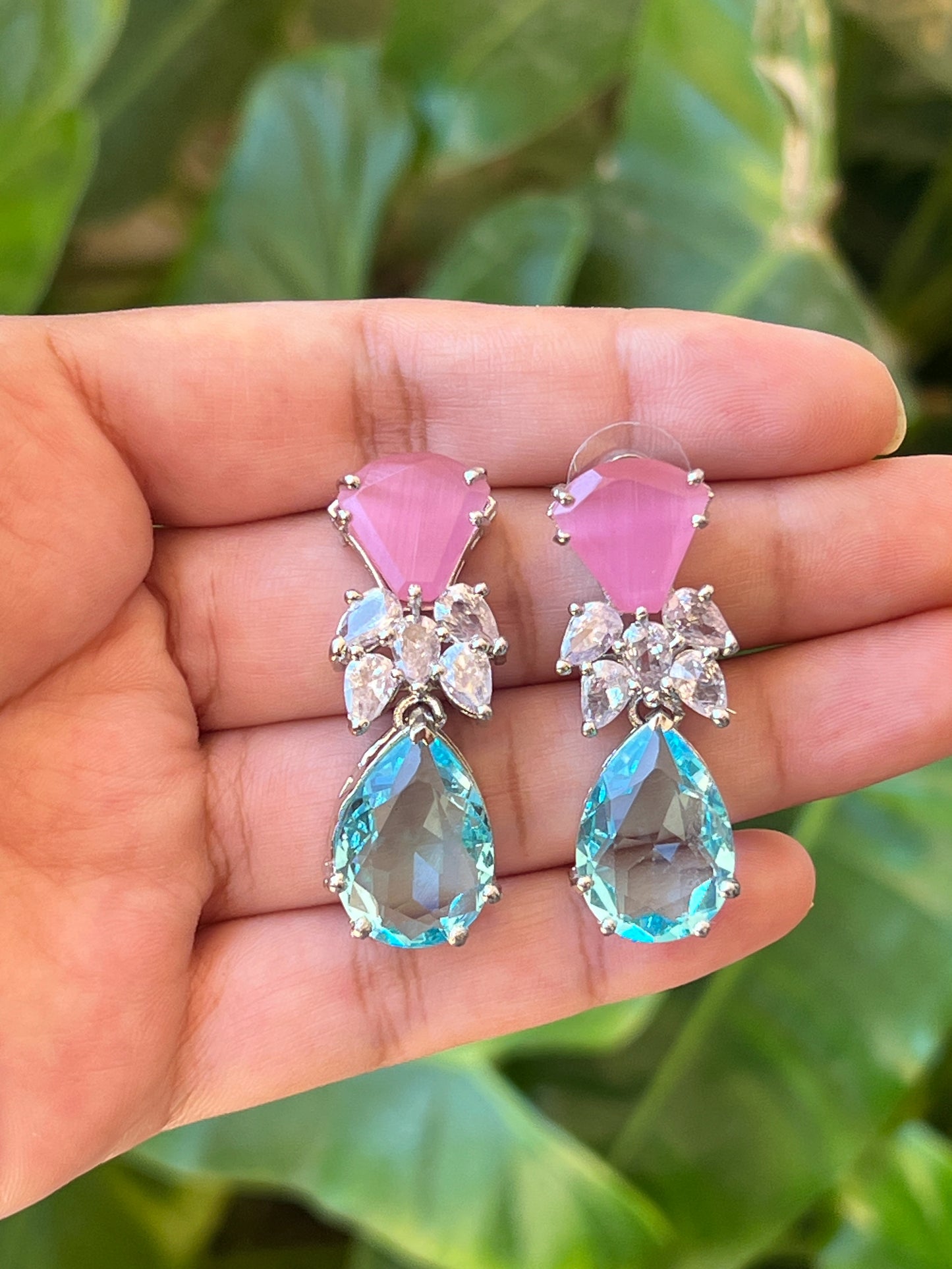 pink and blue earrings