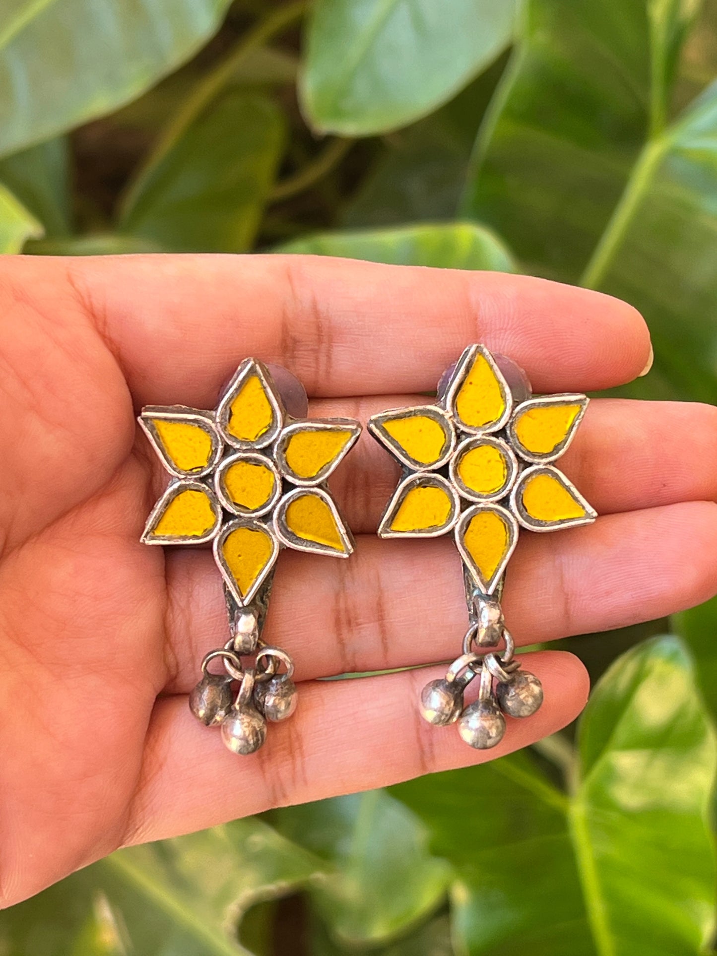 Yellow glass earrings